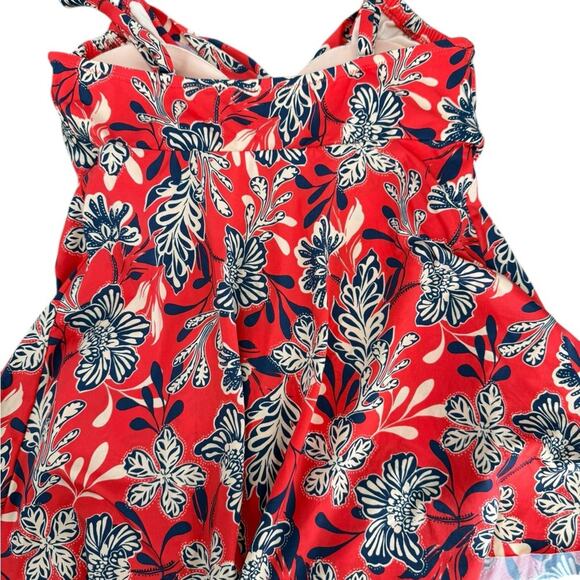 Garnet Hill Women's Floral One Piece Swimsuit Ruched-Overlay Padded Size 6 - Picture 4 of 7